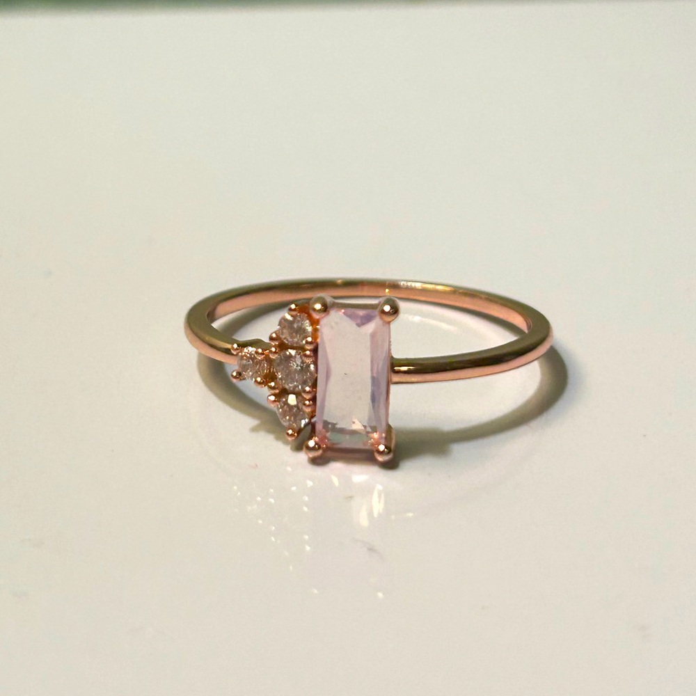 Oomiay Purple Moonstone and Gold Ring Size 10